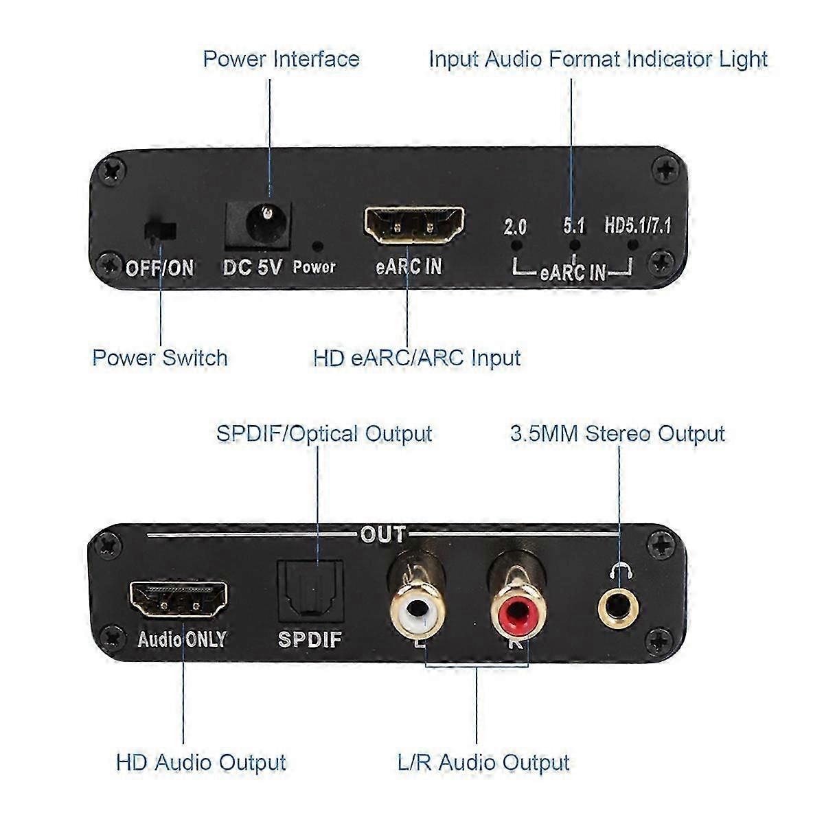 EARC Audio Adapter for Soundbar Speaker Connection with Aux Output