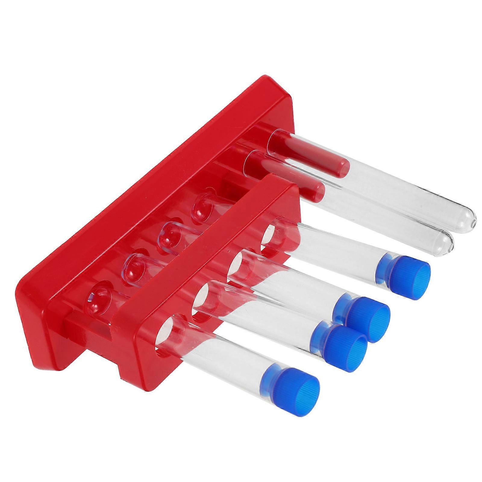 Red Laboratory Test Tube with Rack Test Tubes for Storage 1Set Plastic