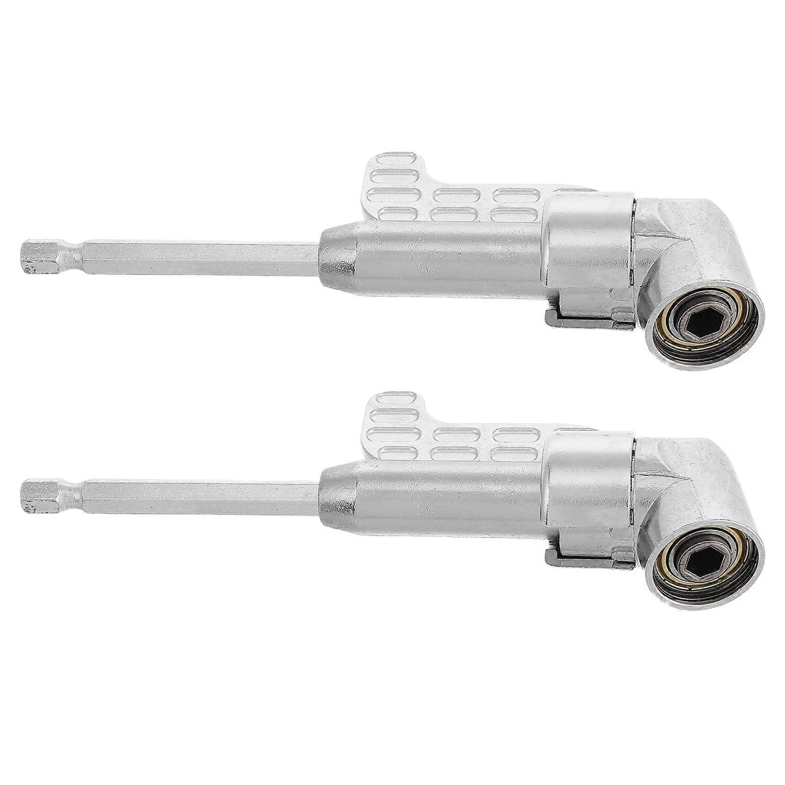 Right Angle Drill Adapter for Screwdriver Drill Repair Tool 2Pcs Silver Metal