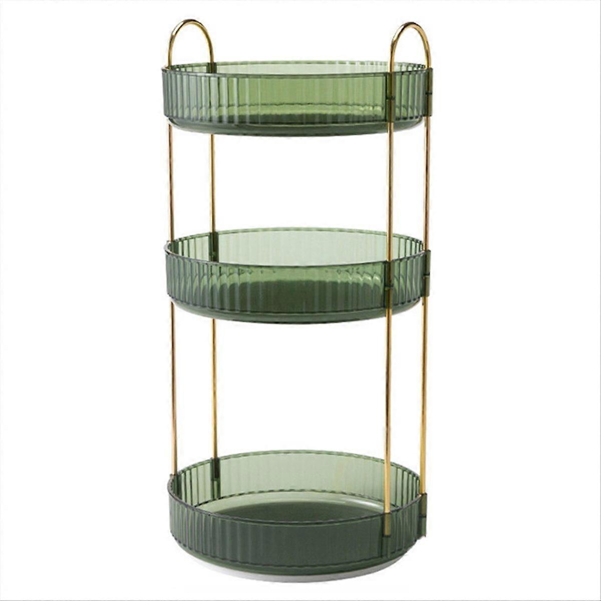 3 Tier High-Capacity Rotating Makeup Organizer,Dark Green