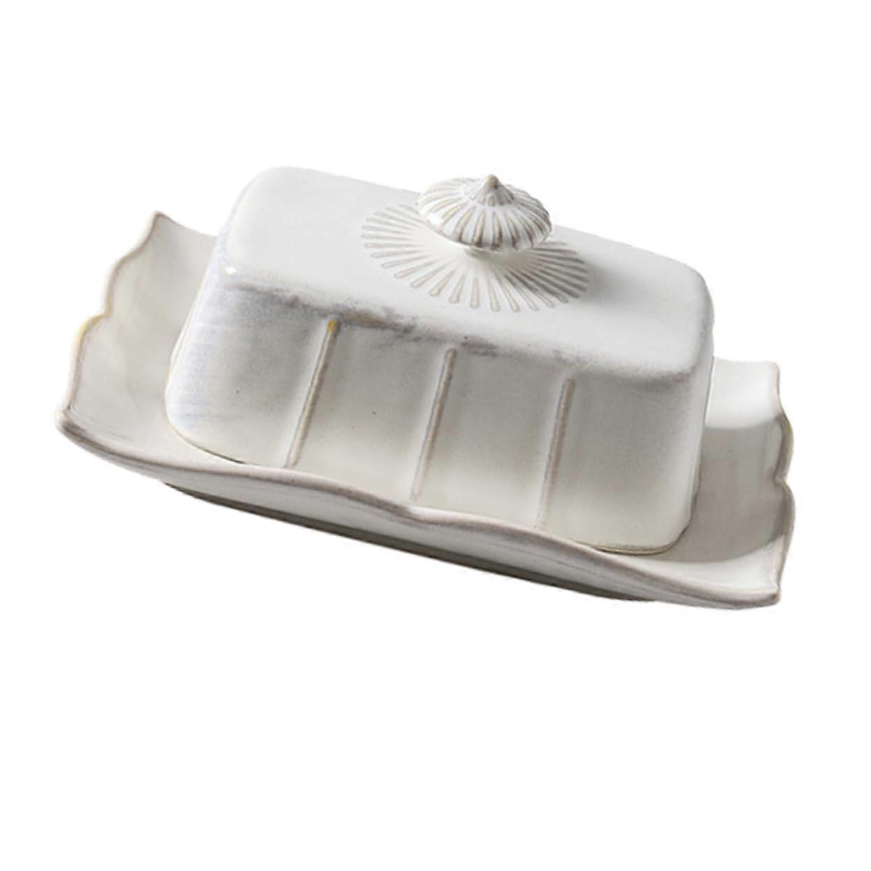 Ceramic Butter Dish with FreshnessSealing Lid, Microwave Safe Server for Cheese, Snacks and Parties