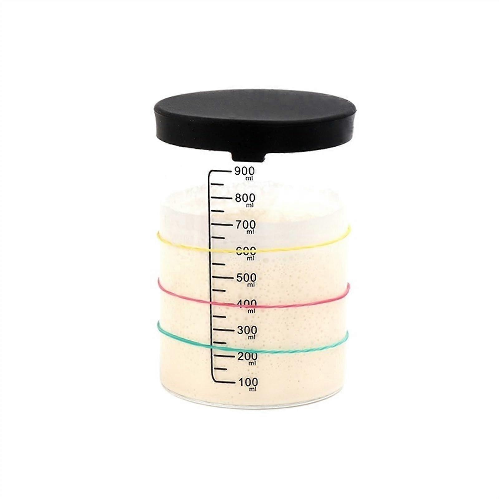 Sourdough Starter Jar Kit 900ml Wide Mouth Glass Fermentation Jar with Loofah and Spatula