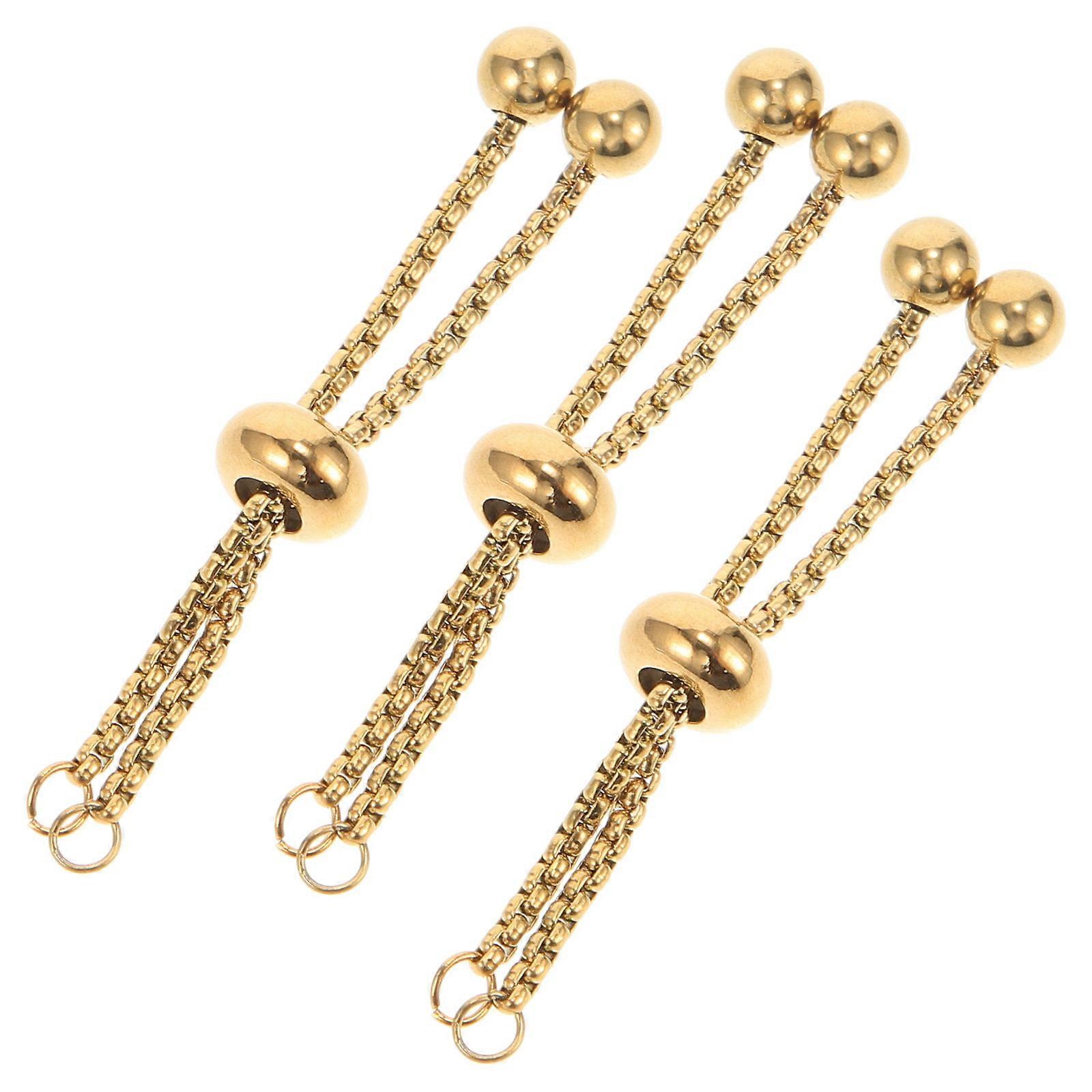 Stainless Steel Push Pull Bracelet Extender Chains for Jewelry 3Pcs