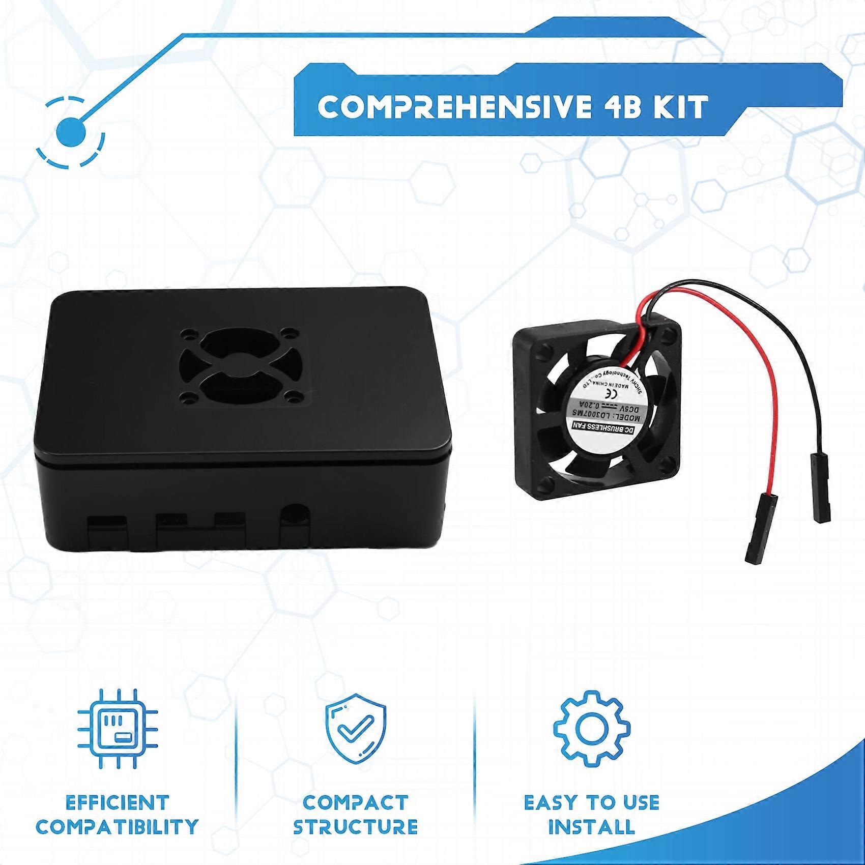 For Raspberry Pi 4B Kit with Case Cooler Memory Card Heatsink for DIY Projects and Electronics Enthusiasts US PLUG