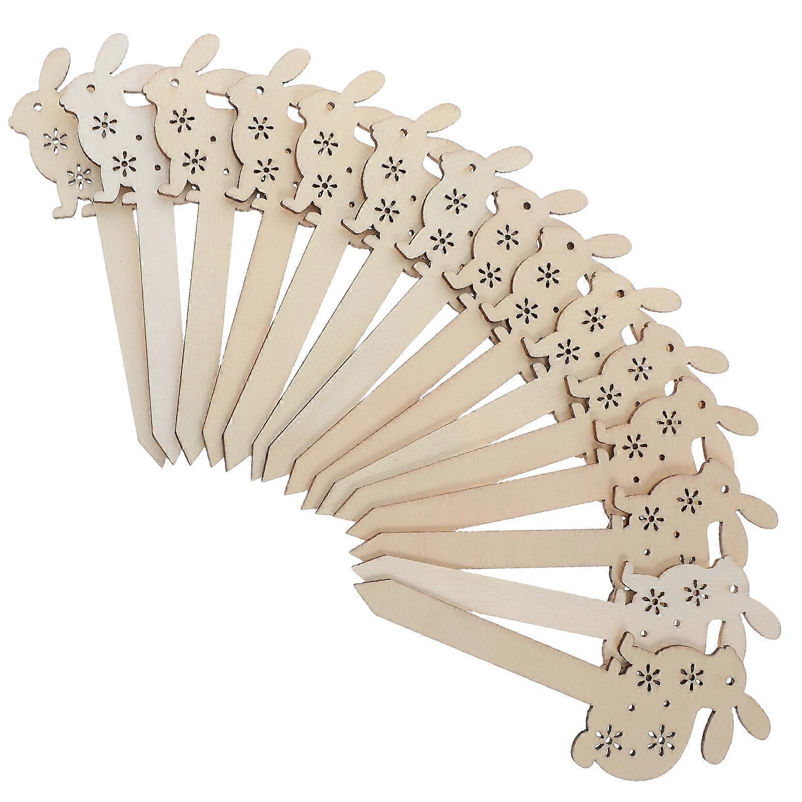 Wooden Easter Rabbit Bookmarks for Decoration 20Pcs Unfinished DIY Craft Kit