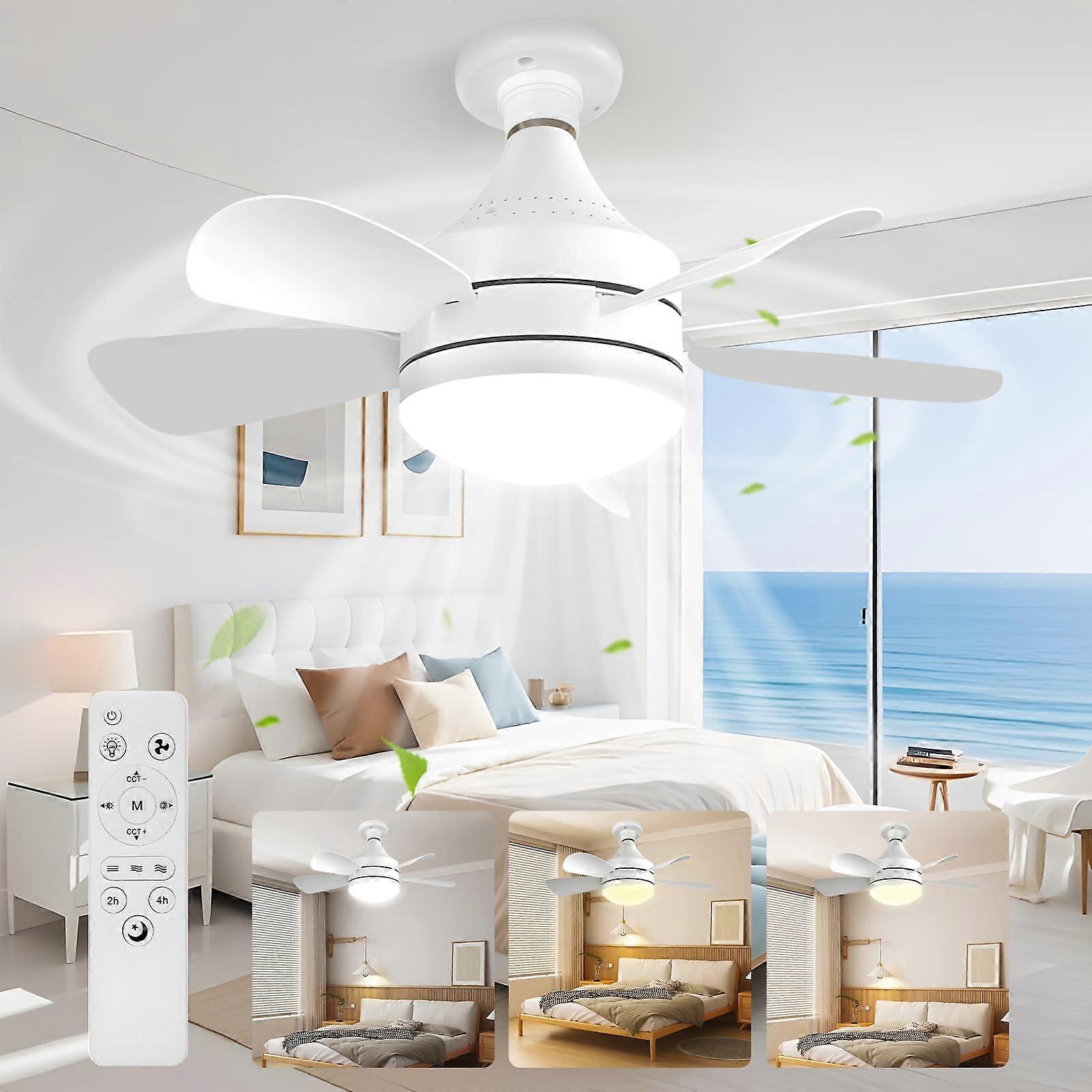 Ceiling Fans with Lights and Remote Control, 5-Blade Quiet Ceiling Fan, Dimmable 3000K-6000K Color Options for Bedroom and Living Room