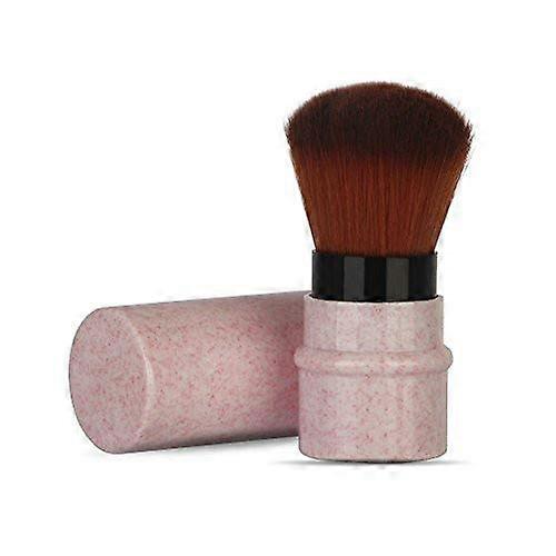 Retractable Makeup Brush for Powder and Blush with Soft Synthetic Fibers, Travel Friendly Pink