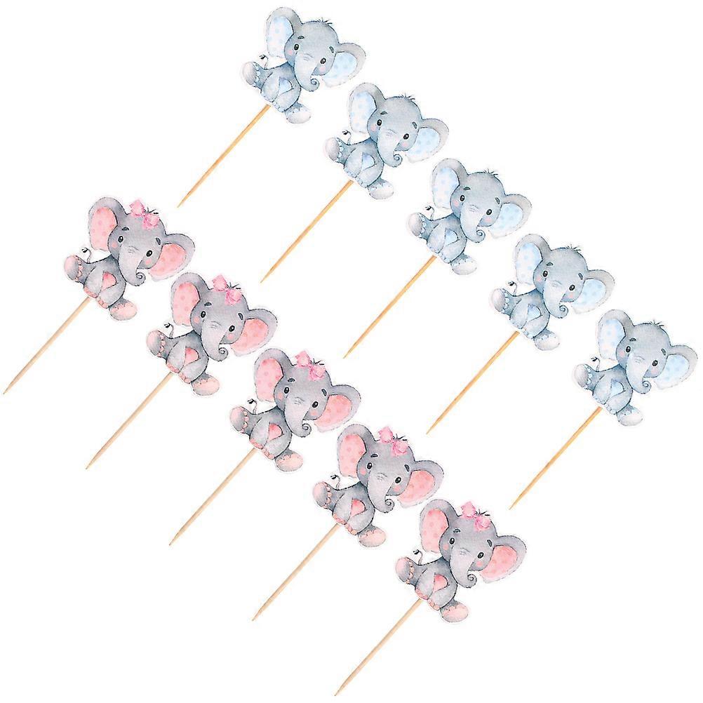 Elephant Cake Insert for Decoration Assorted Color 10Pcs Cupcake Toppers