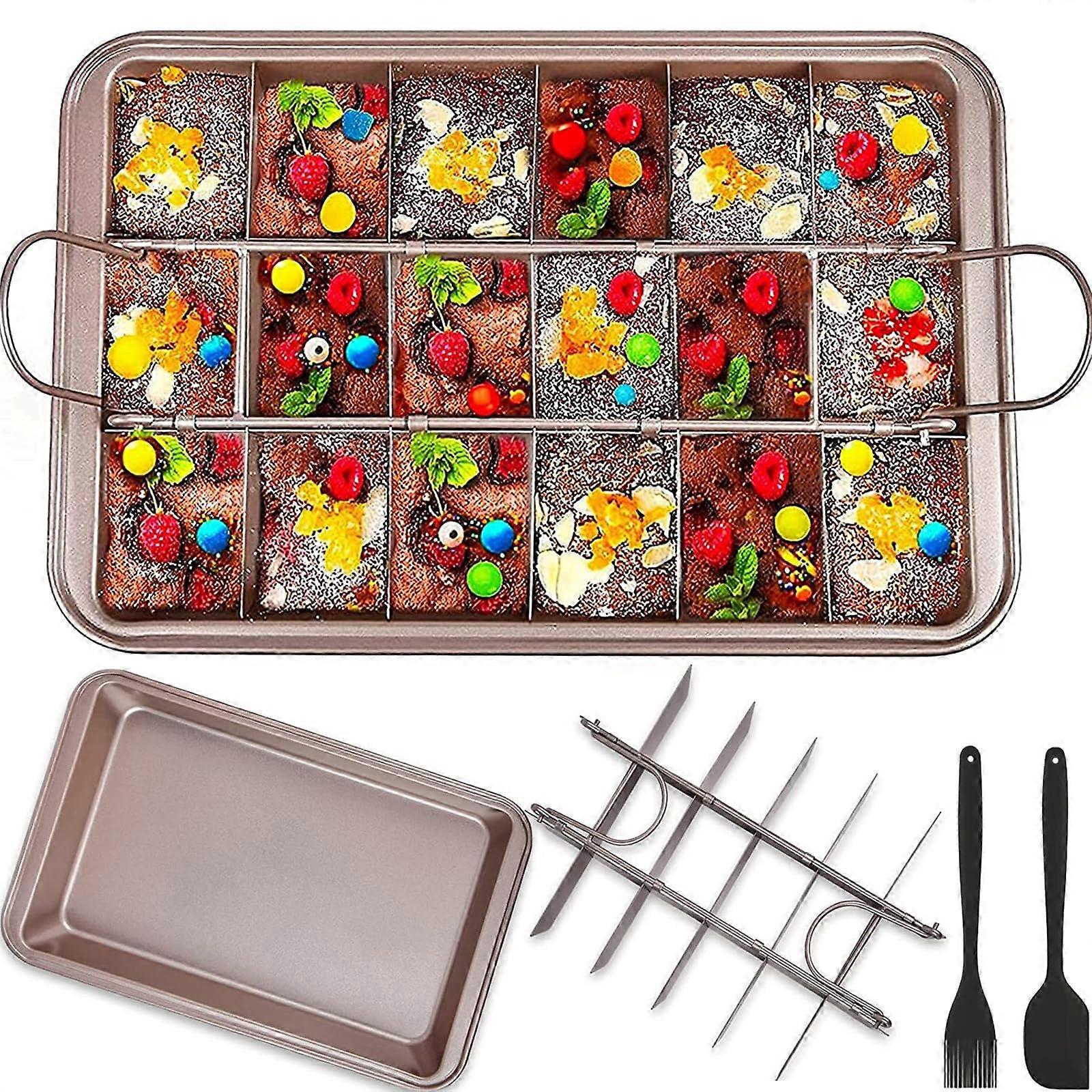 Non Stick Brownie Pan with Removable 18Slot Divider, Carbon Steel for Even Baking, 12x8x2