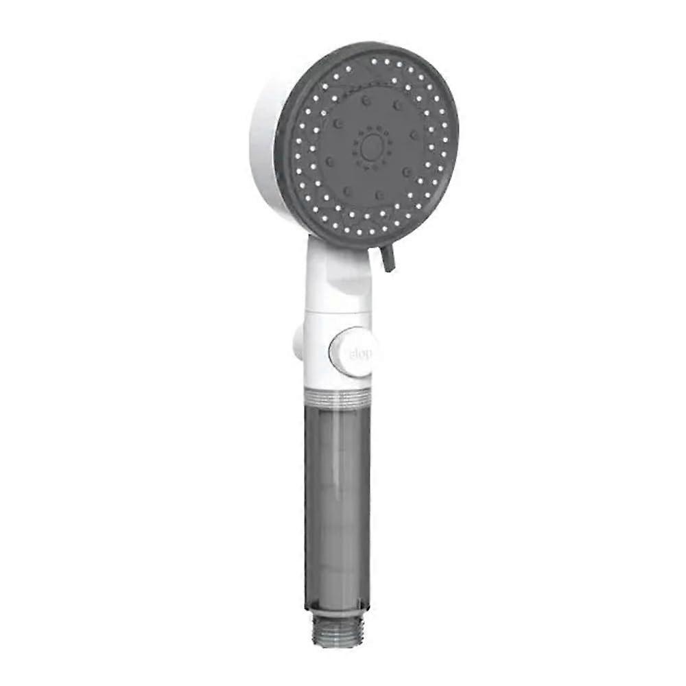 Pressure Shower Head with Filter, Adjustable 8 Modes, OneKey Stop, Universal Fit, White