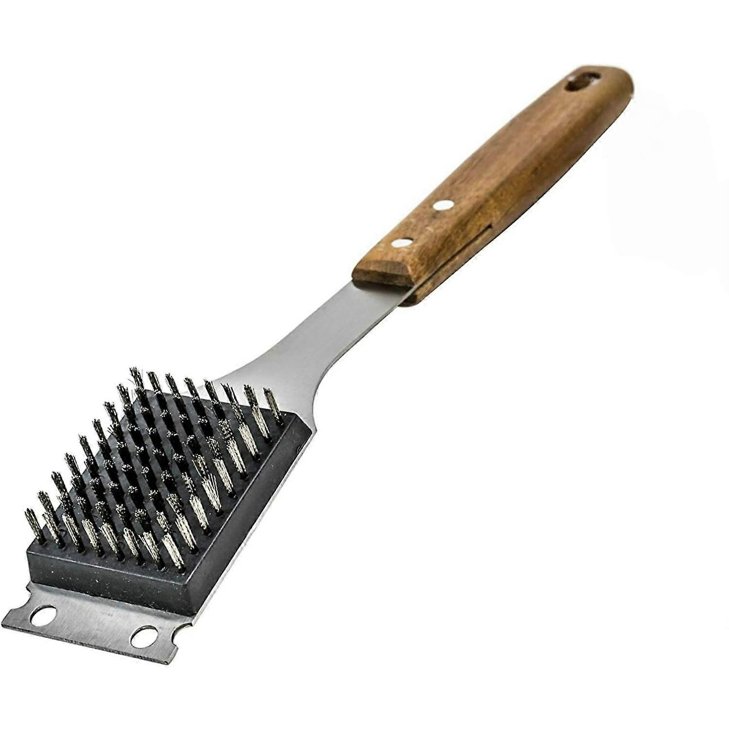 Grill Brush and Scraper for Barbecue – Grill Brush for Outdoor Grill with Extended, Large Wooden Handle（Y1447）