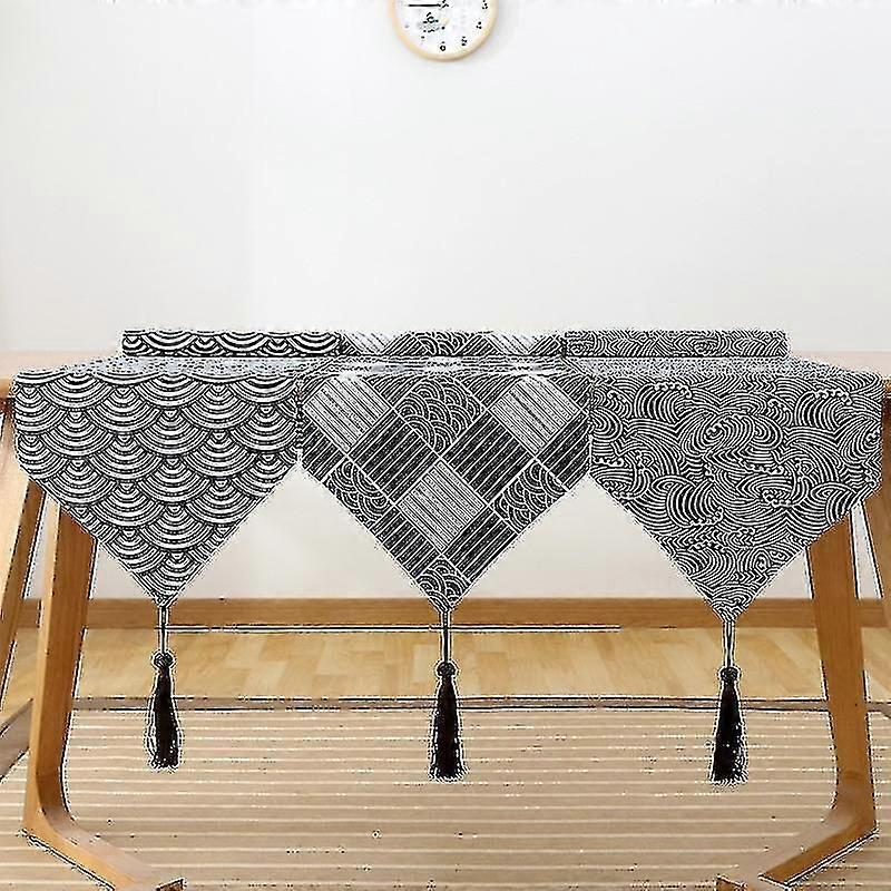 Wave Pattern Elegant Table Runner Tablecloth Simple Japanese Style Retro Wedding Decoration Hotel Di