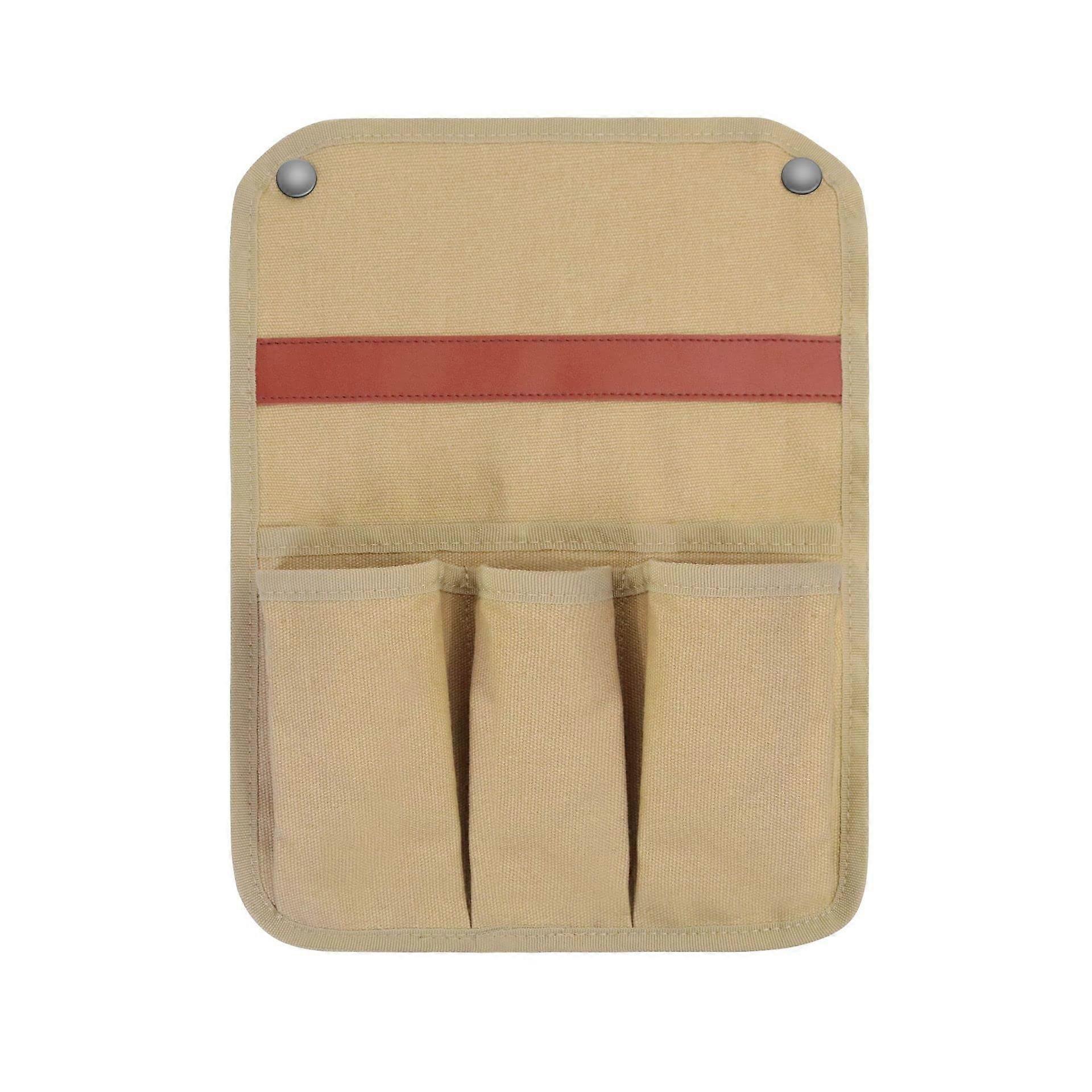 Khaki Armrest Organizer and Bedside Caddy with Cup Holder, Waterproof MultiPocket Sofa Storage