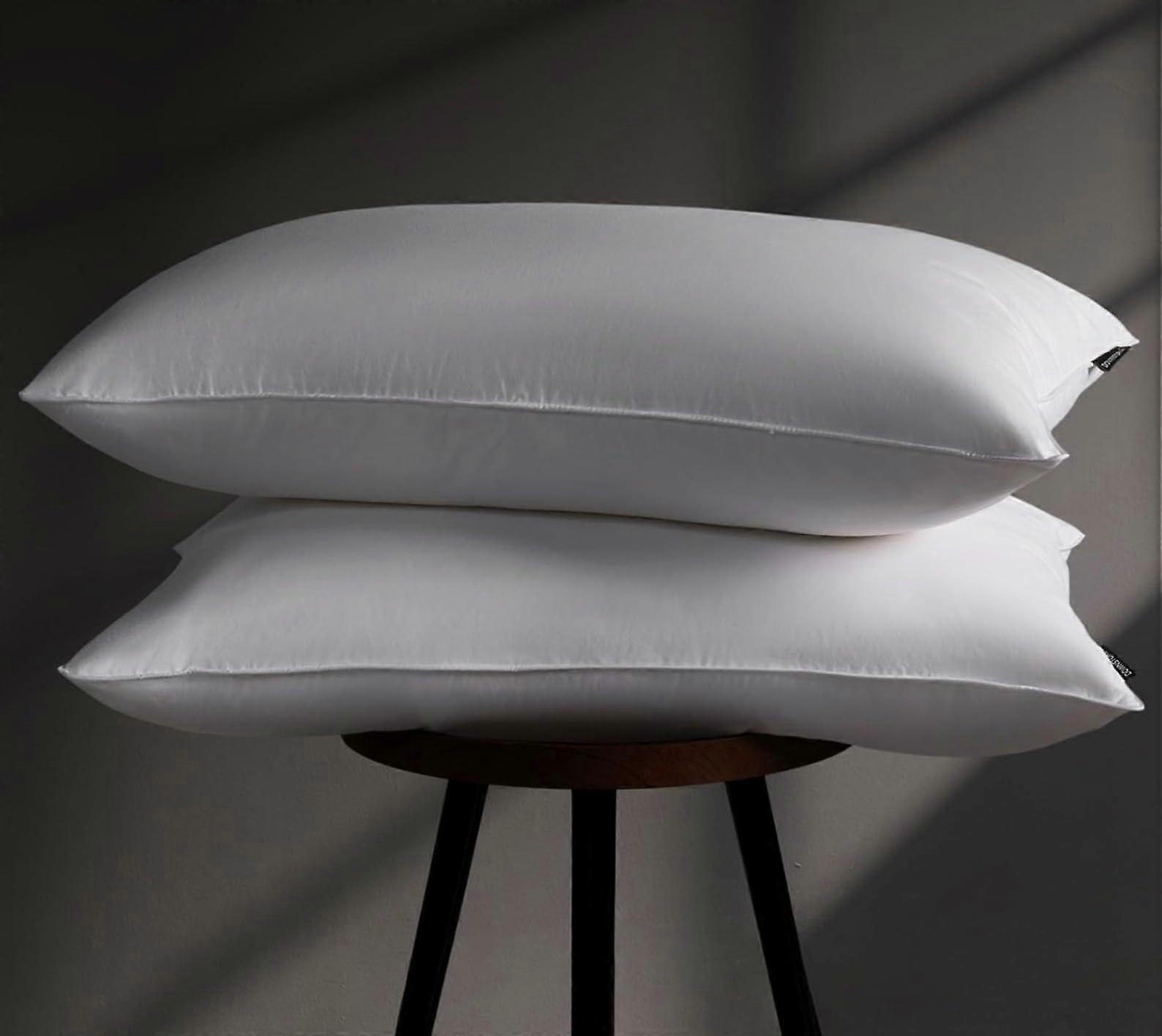 Goose Down Pillows Standard Size Set of 2 with Breathable Cotton Cover and Luxurious Support