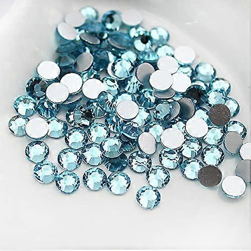 Reusable Full Coverage Press On Nails with Aquamarine Flatback Rhinestones for Nail Art