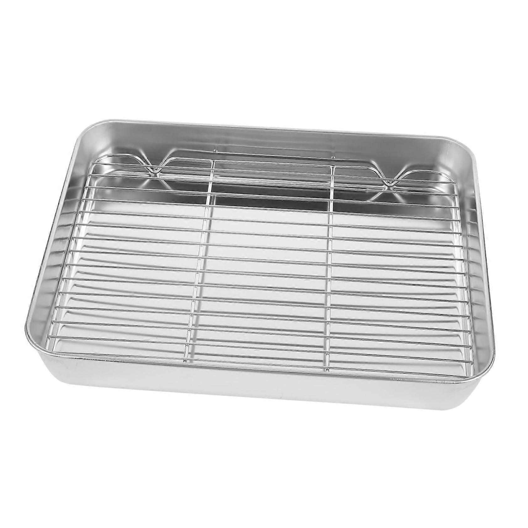 Stainless Steel Baking Pan with Draining Rack, Even Heat Distribution Cookie Sheet for Kitchen