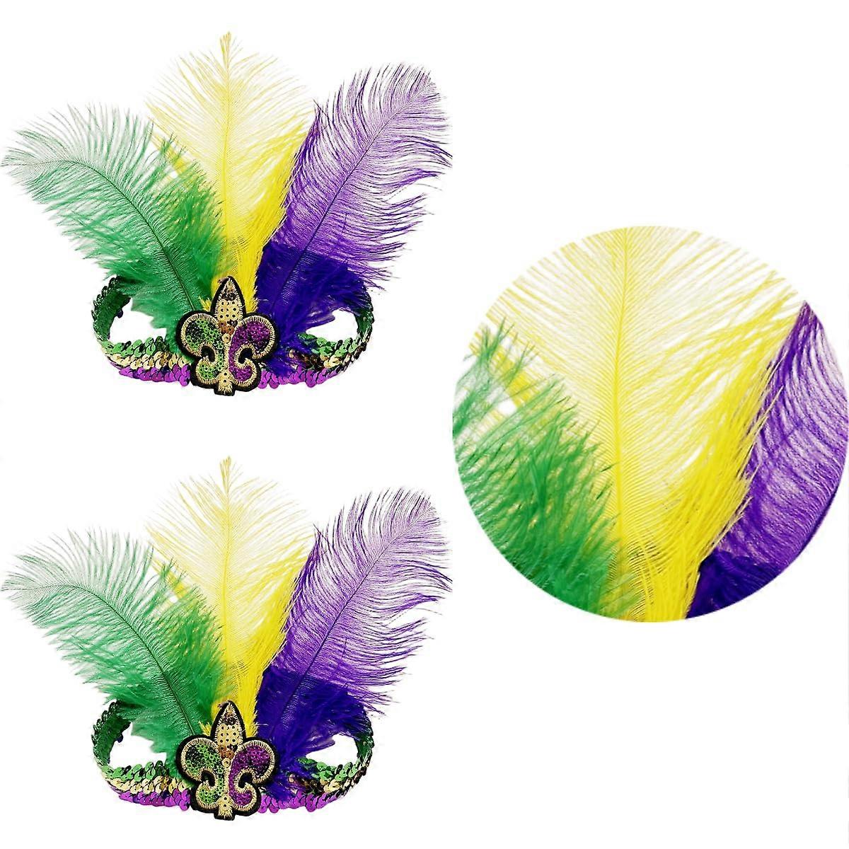 1920s Flapper Headpiece with Sequins Feather Detail, Adjustable Handmade Headband for Parties