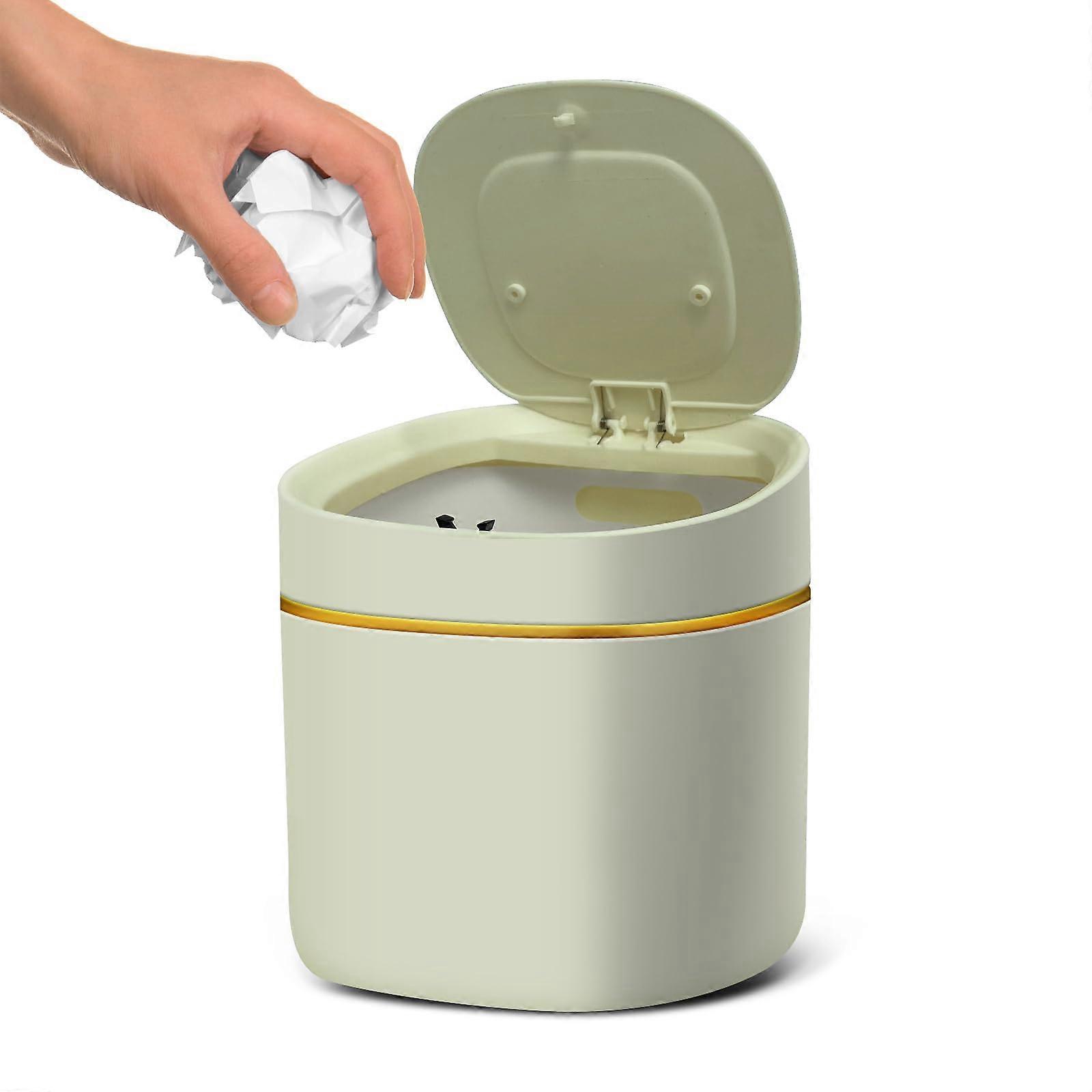 Mini Trash Can with Lid, OdorBlocking Desktop Waste Bin for Bathroom, Kitchen, Office, Green