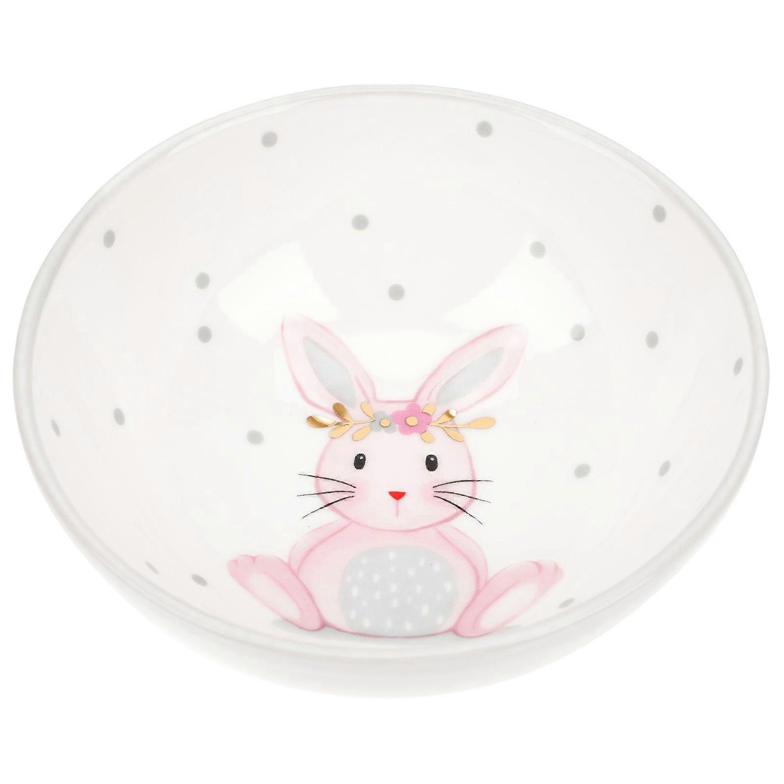 Household Rabbit Pattern Shallow Bowl Easter Appetizer Bowl Salad Fruit Bowl Tableware