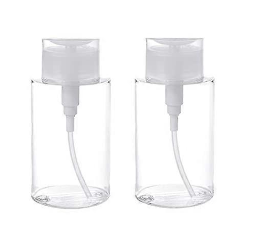 2pcs Empty Nail Polish Remover Liquid Pump Dispenser Bottles 200ml Transparent Flip Cap