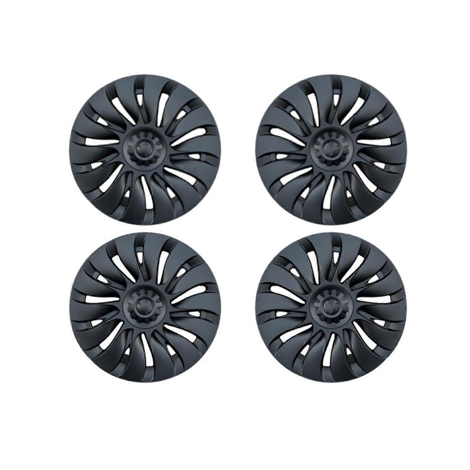 19 Inch Matte Black Wheel Covers for Tesla Model Y Streamlined Design and Scratch Protection