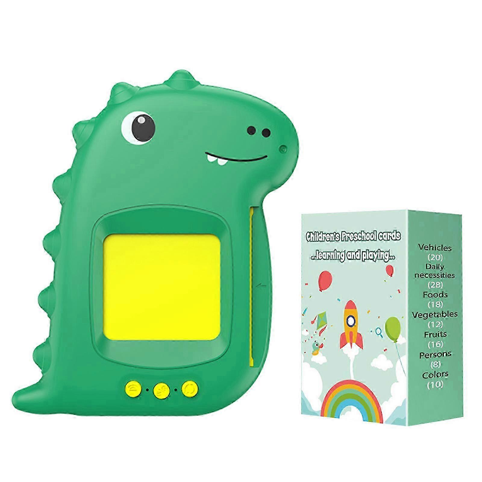 Preschool Reading Machine Speaker with Interactive Flash Cards, Learning Device English Language Learning  Green