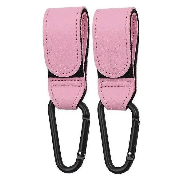 2-pack Adjustable Pu Leather Stroller Hooks For Diaper Bags - Pram Organizer &