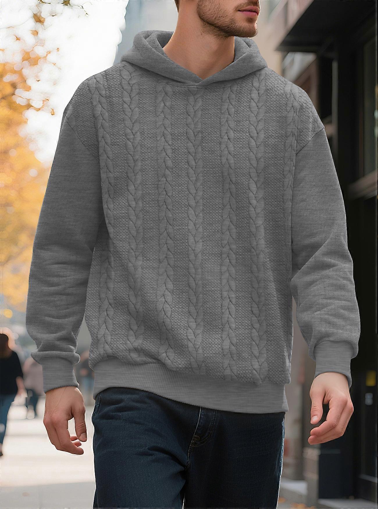 Men's Plus Size Thickened Jacquard Hooded Sweatshirt