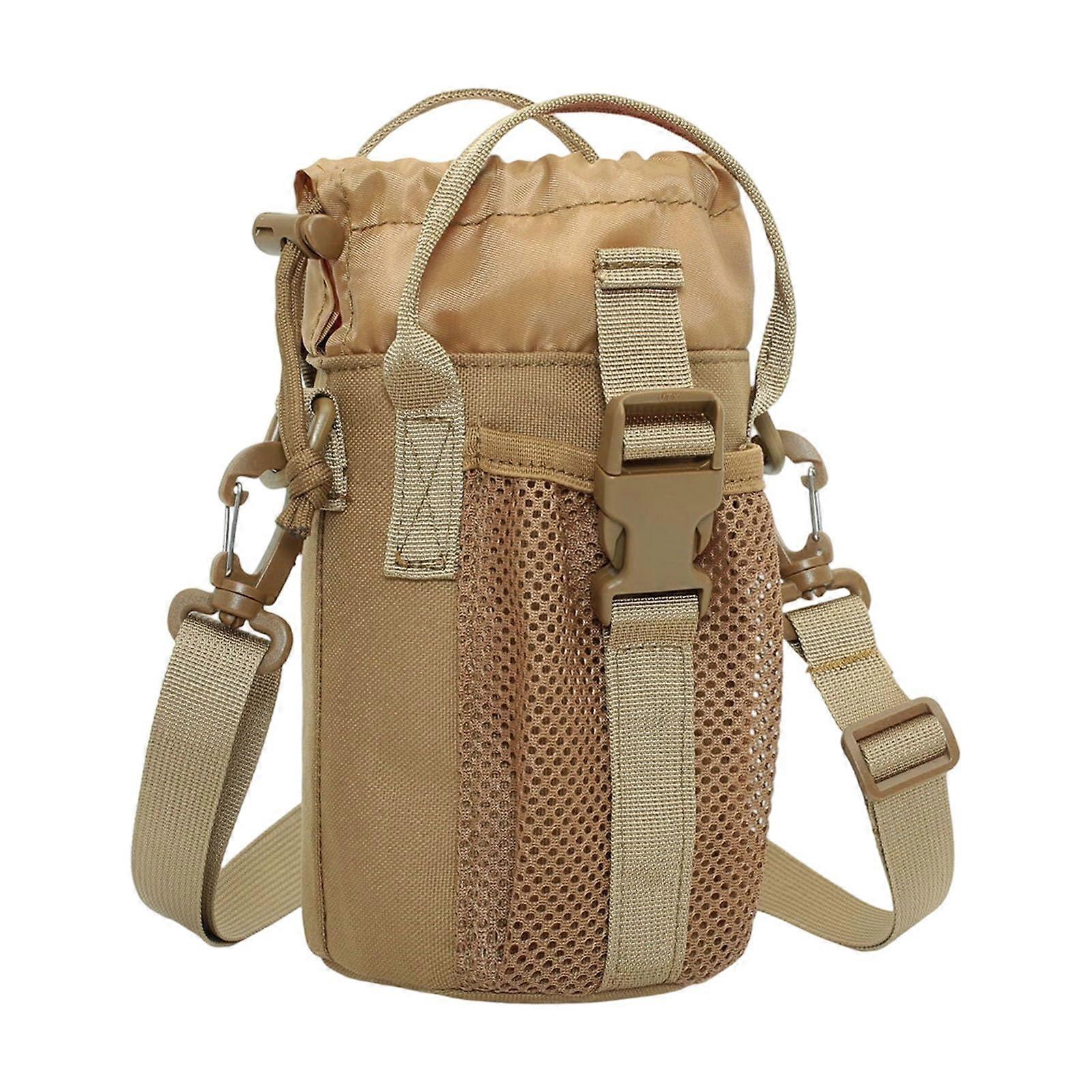 Adjustable Shoulder Strap 1.5L Water Bottle Holder with Drawstring Closure and Outdoor Storage Pockets