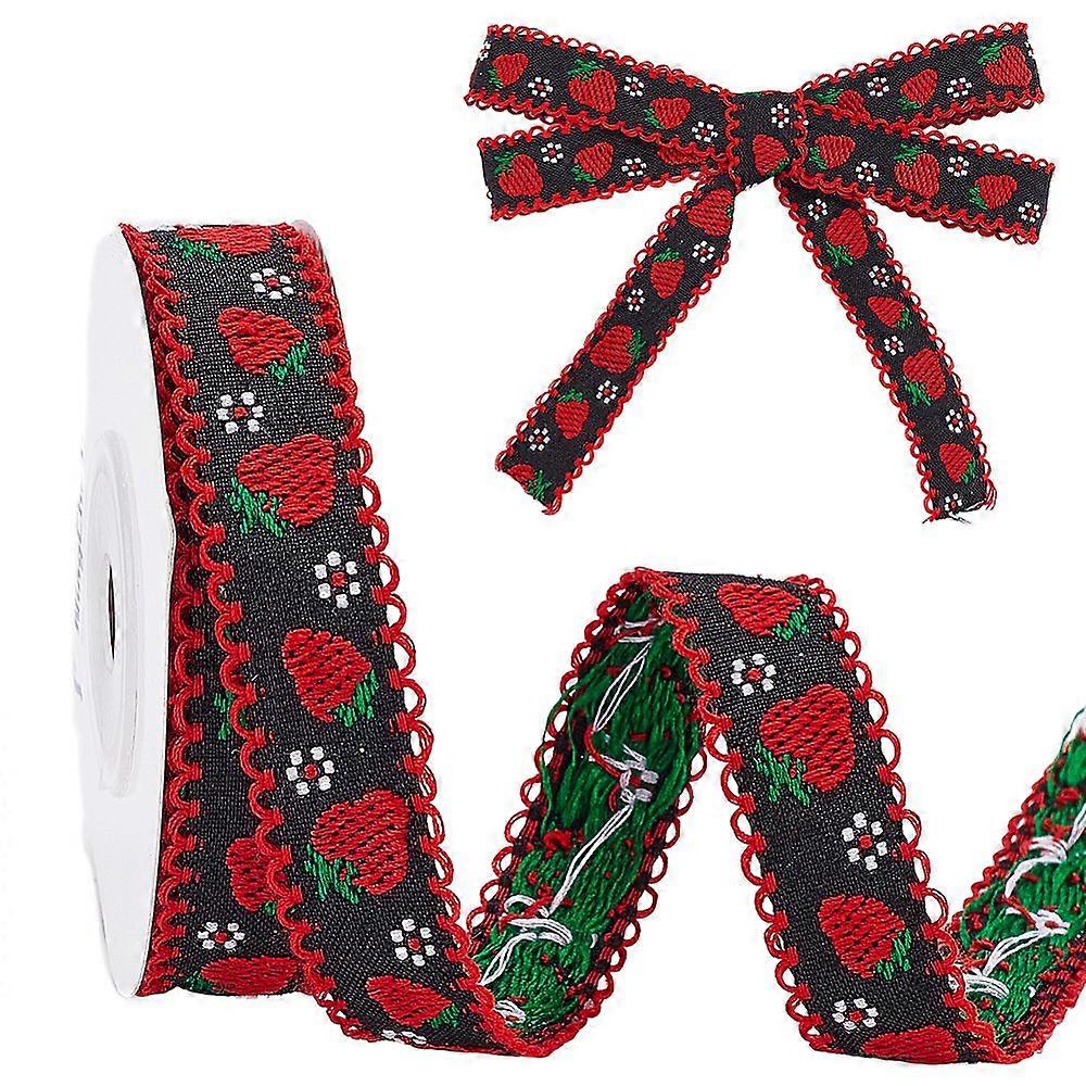 Polyester Ribbons Flower Pattern Dark Red 5/8 inch(15mm) 4.92 Yards(4.5m)/Roll