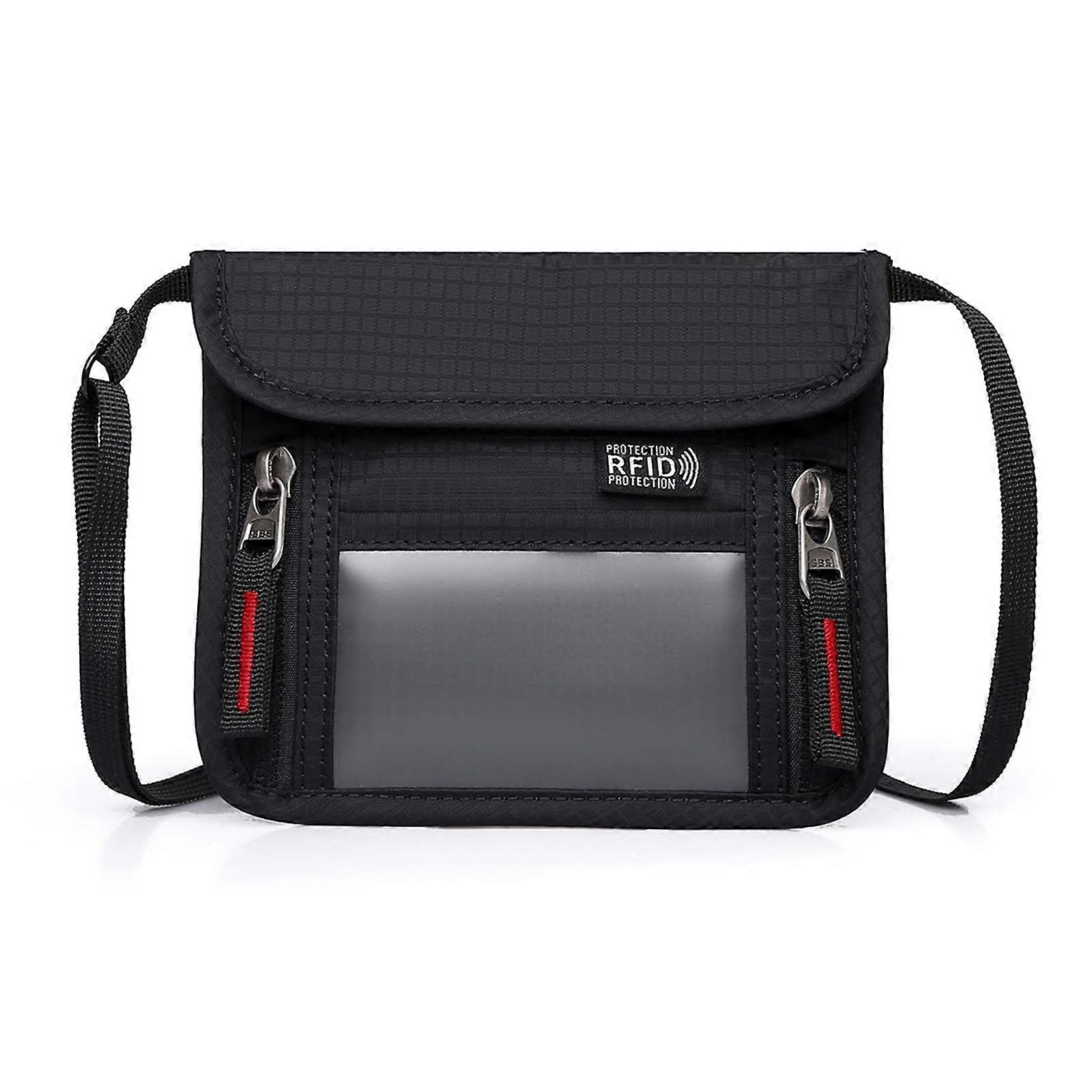 RFID Travel Neck Pouch with RFID Blocking, Waterproof Lightweight Passport Holder, Adjustable Strap