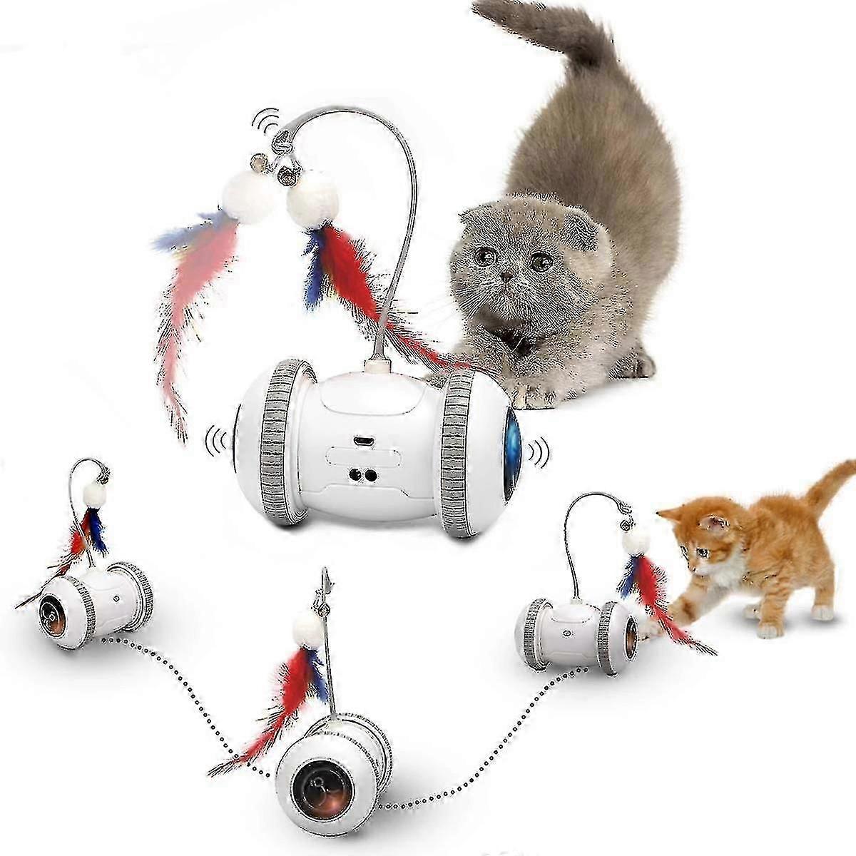 Cat Interactive Automatic Sensor Smart Robotic Electronic Feather Teaser Self-playing Usb Rechargeable Kitten Toys