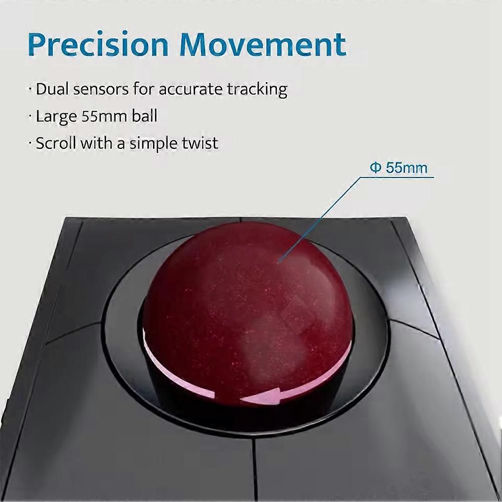 Bluetooth Wireless Trackball Mouse, Rechargeable Portable Comfortable Office Mouse Compatible with Multiple Platforms