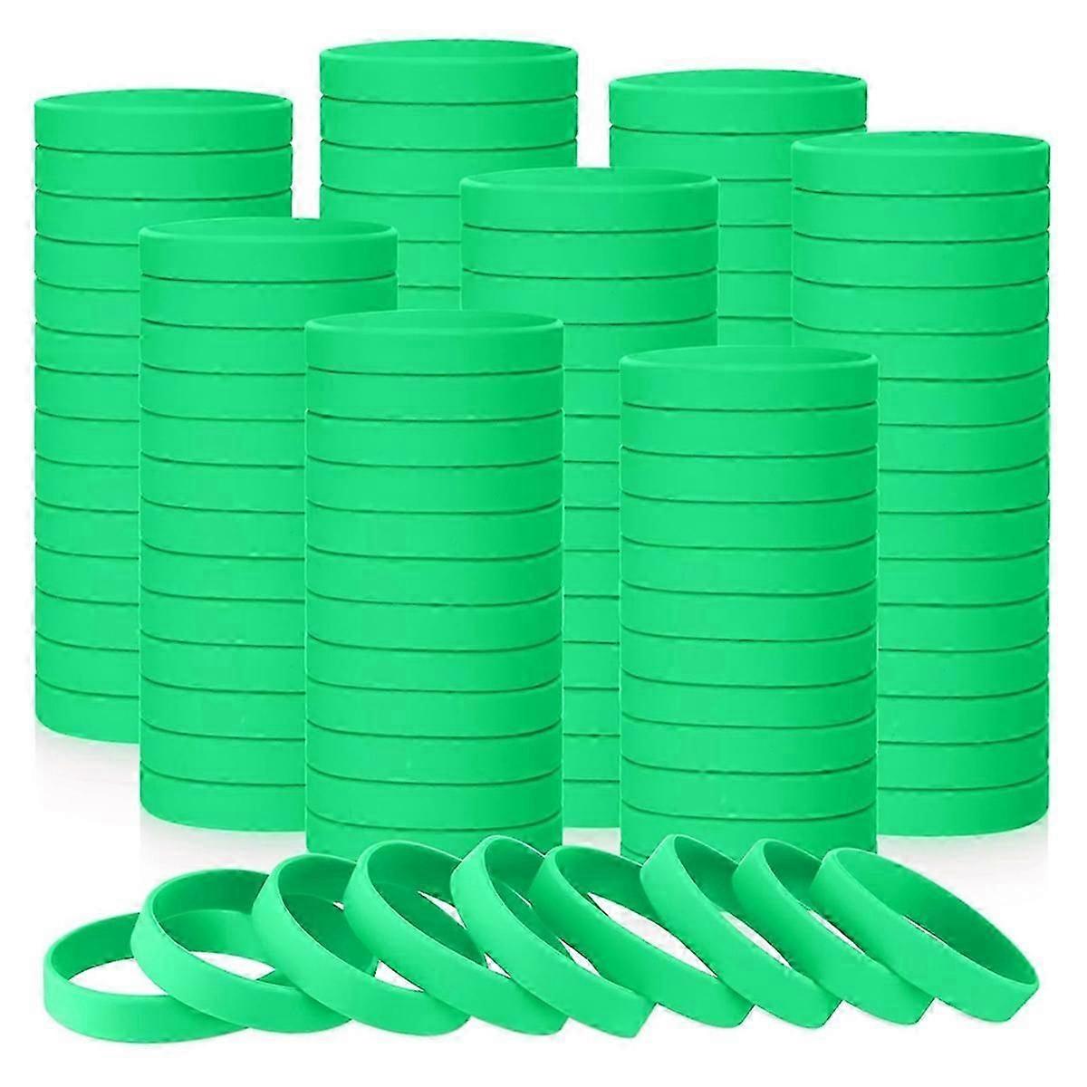 100Pcs Blank Elastic Solid Color Silicone Wristbands Stretch,C