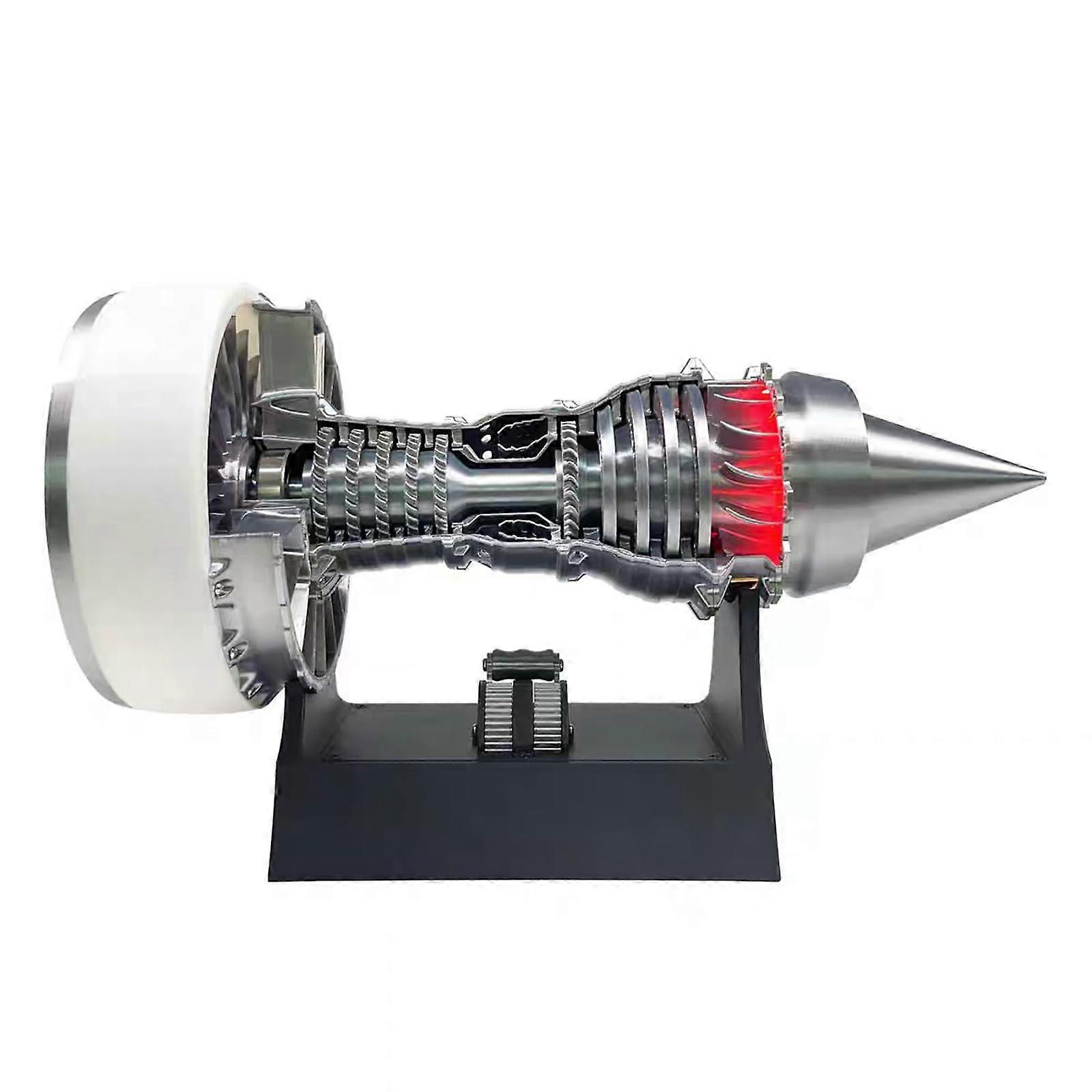 TR900 Turbofan Aircraft Engine Model with LED Lights, Transparent View, Adjustable Speed, 28cm