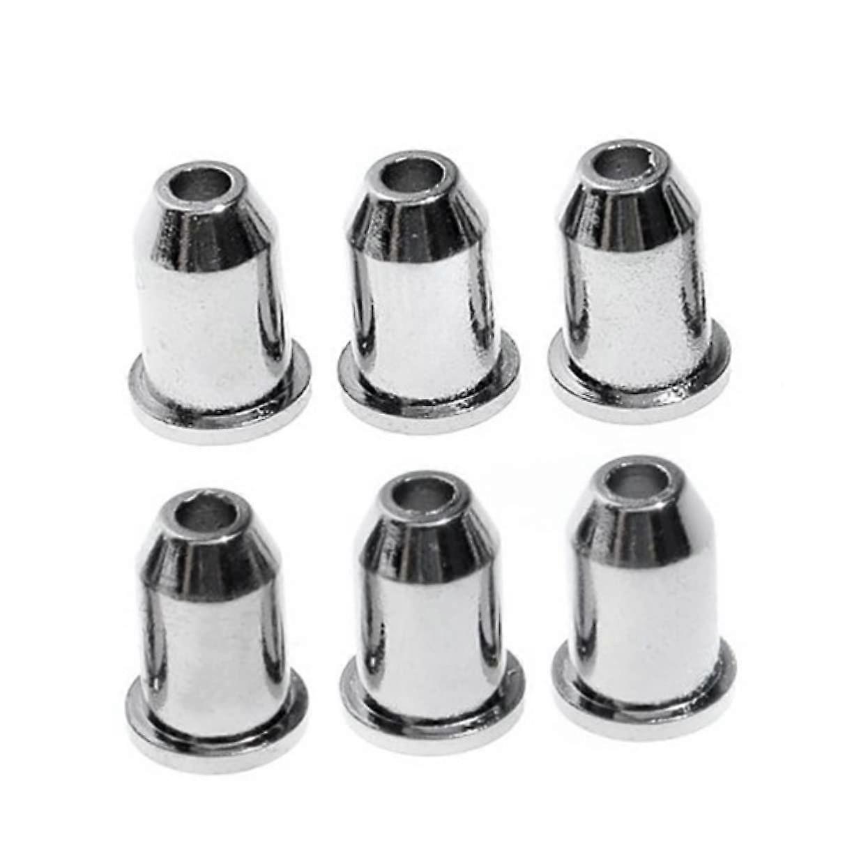 6pcs Silver Electric Guitar Bridge Ferrules Durable Alloy Plating String Through Body for Bass