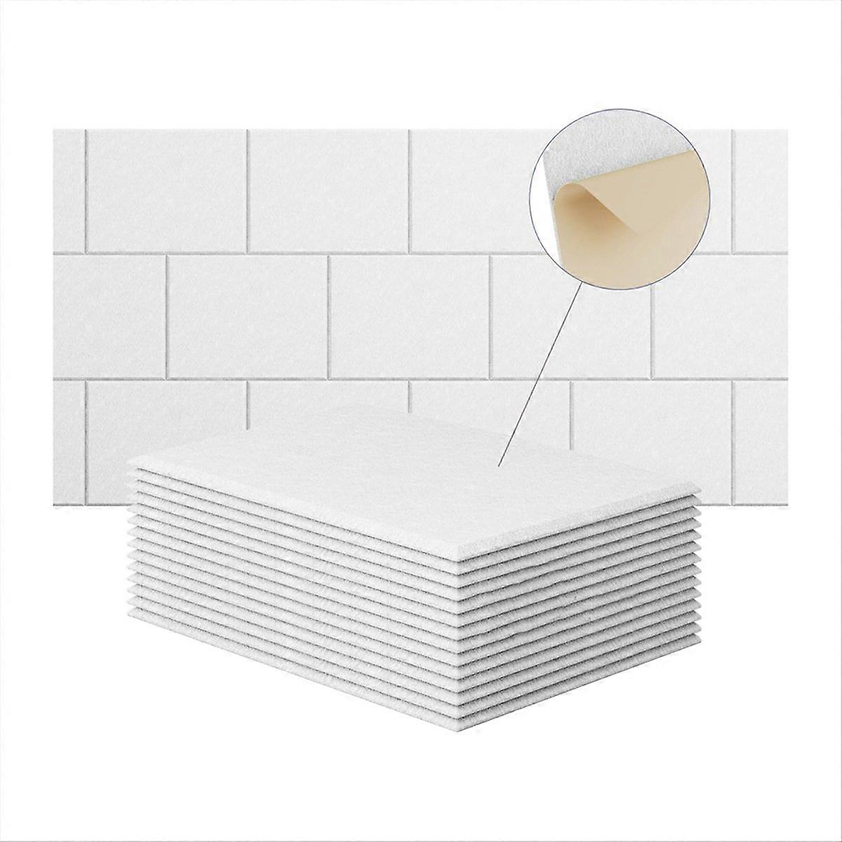Pacote com 15 painéis de parede acústicos de 12x8x4 polegadas, autoadesivos brancos