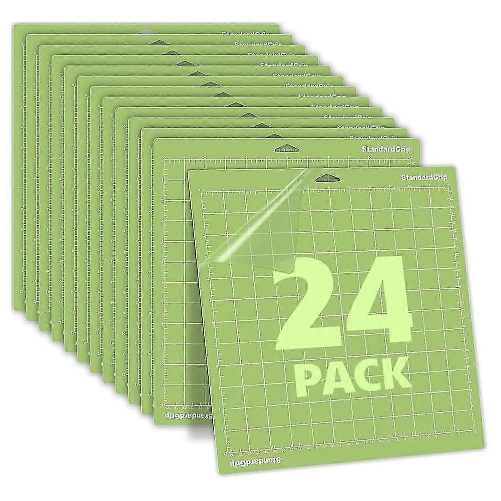 24-Pack 12x12 Inch Standard Grip Cutting Mats for Cricut, Compatible with Multiple Models