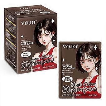 Bubble Hair Dye Shampoo, 10x25ml Sachet Plant-Based Hair Color for Gray Hair Coverage