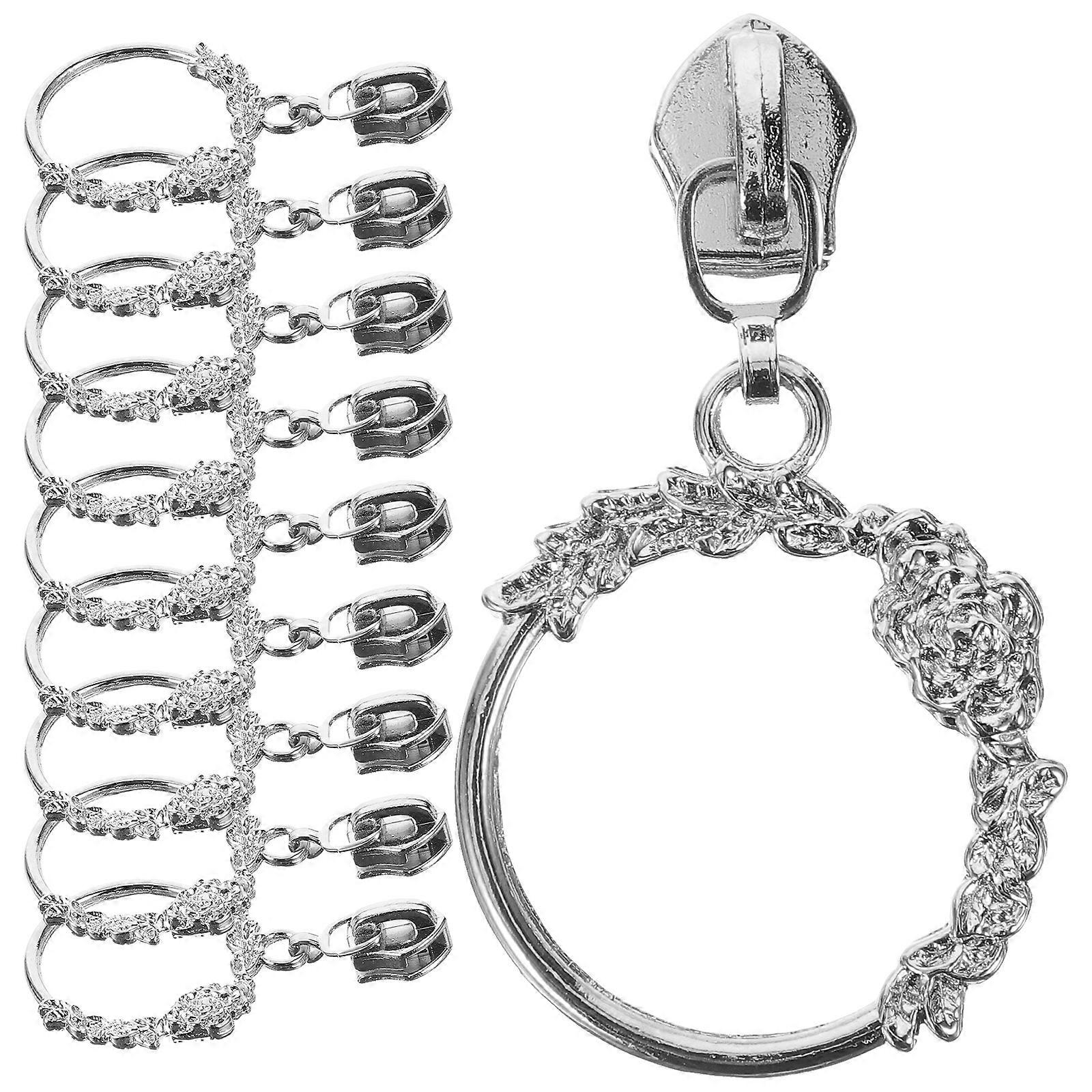 Zipper Pull Replacement Professional Zipper Pullers for Clothes 10Pcs Silver