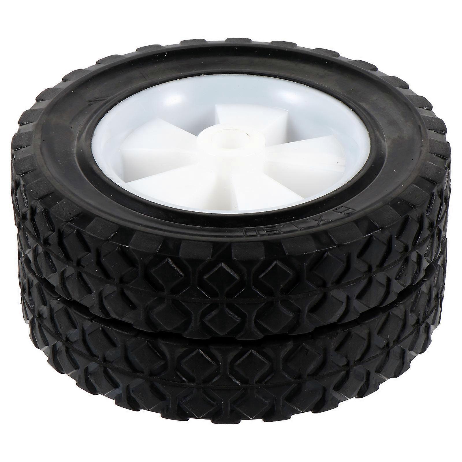 Rubber Lawn Mower Wheels 2Pcs Solid for Grass Cutting