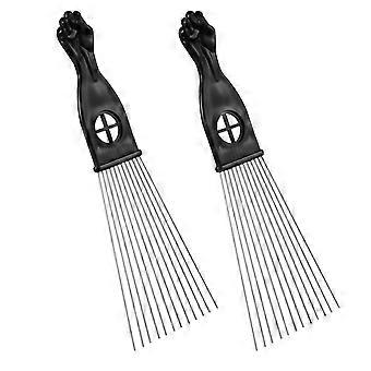 Pente desembaraçador de cabelo Frcolor, 2 peças, metal, preto