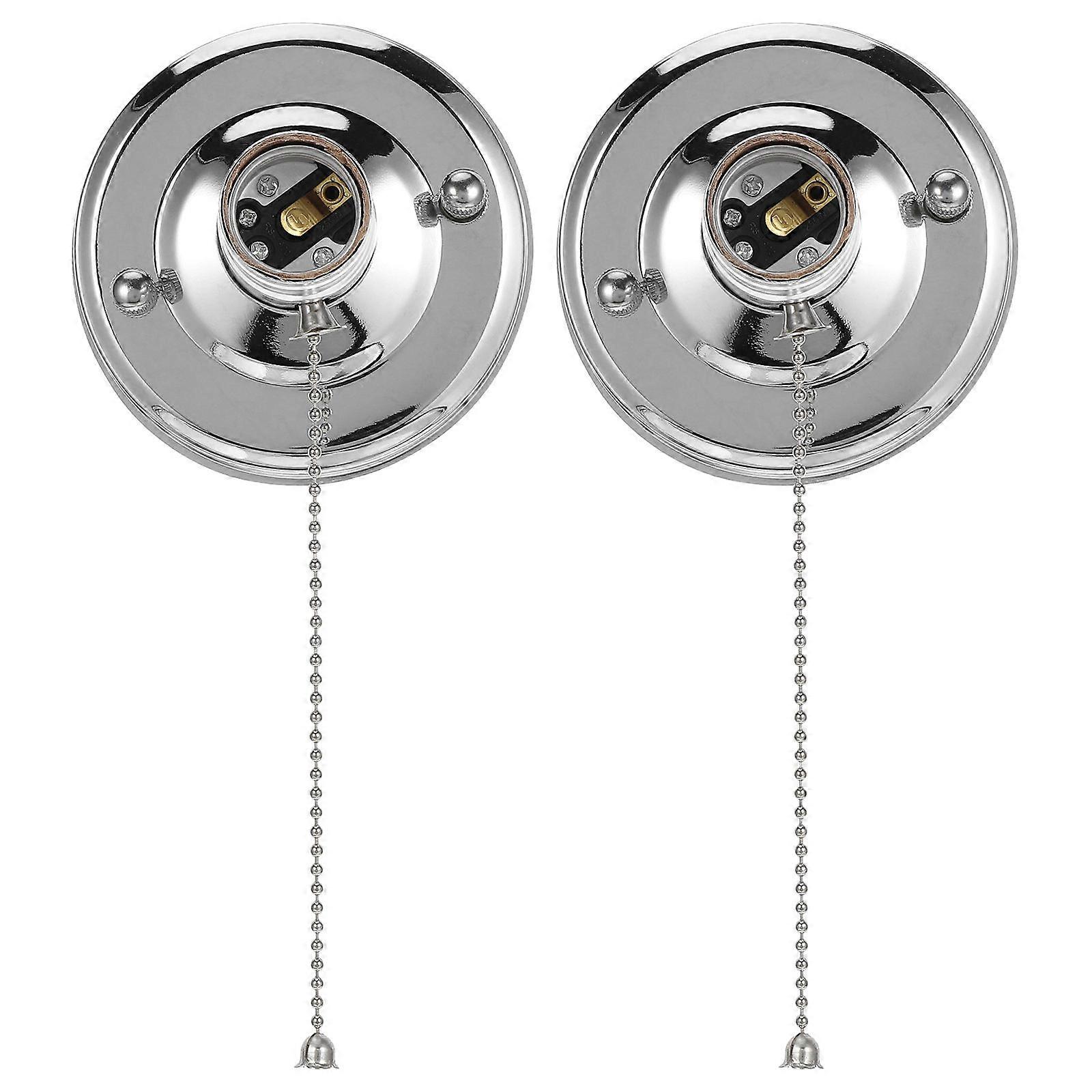 2pcs Pull Chain Lamp Socket: E27 Screw Lamp Holder With Pull Chain Switch - Vintage Ceiling Wall Light Socket Diy Lighting Accessories