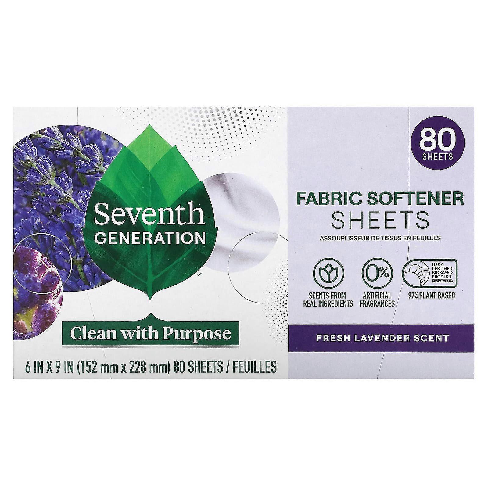 Seventh Generation, Fabric Softener Sheets, Fresh Lavender, 80 Sheets, 3-Pack
