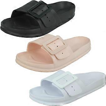 Damen Spot auf flache Schnalle Mules F00349