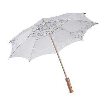 Lace Umbrella Handmade Cotton Craft Photography Prop Wedding Umbrella Decor Diameter 60cm (White)