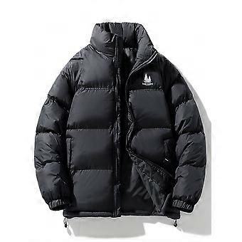 Men Letter Graphic Drawstring Hem Puffer Coat