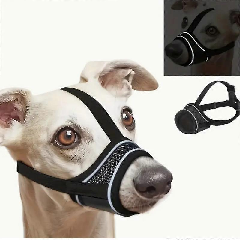 Dog Muzzle Breathable Drinkable Mesh Muzzle Anti Biting Barking Chewing Grooming Muzzle with Adjustable Reflective Strap