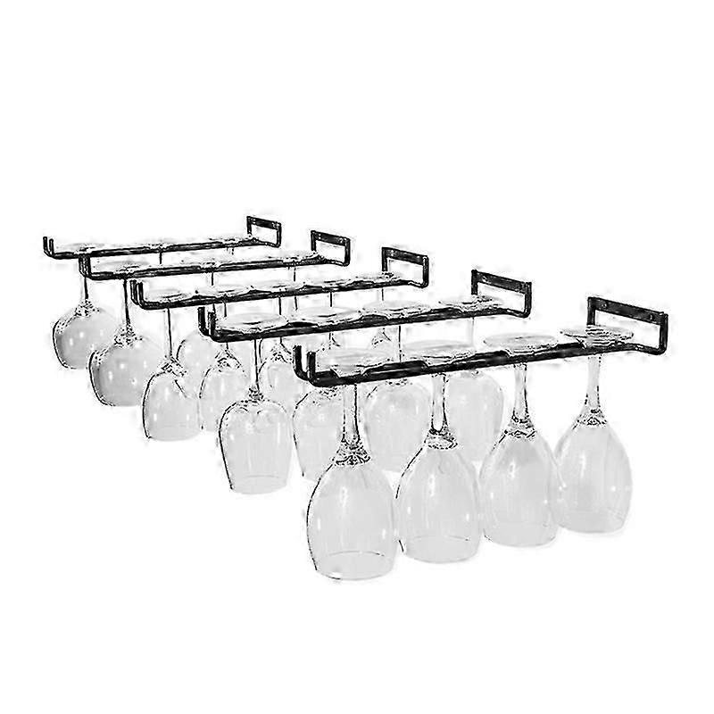 Suporte para copos de vinho com 5 peças, suporte para parede, preto, 11 polegadas/30 cm