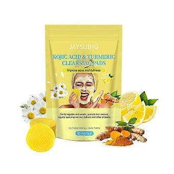 Dischetti di Cotone Detergenti all'Acido Cogico e Curcuma - Cura Delicata della Pelle con Camomilla e Olio di Ricino, 60pz
